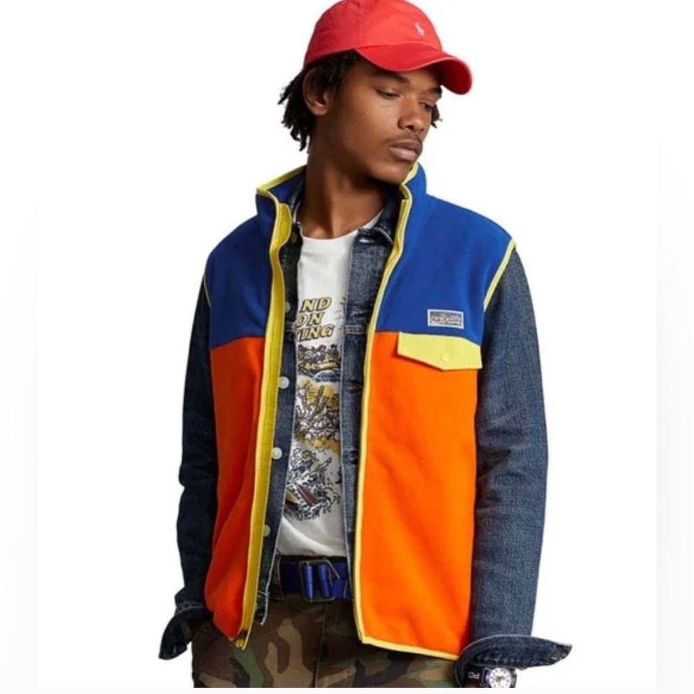Polo Ralph Lauren Color-Blocked Brushed Fleece Vest Mens Size Medium Orig $168